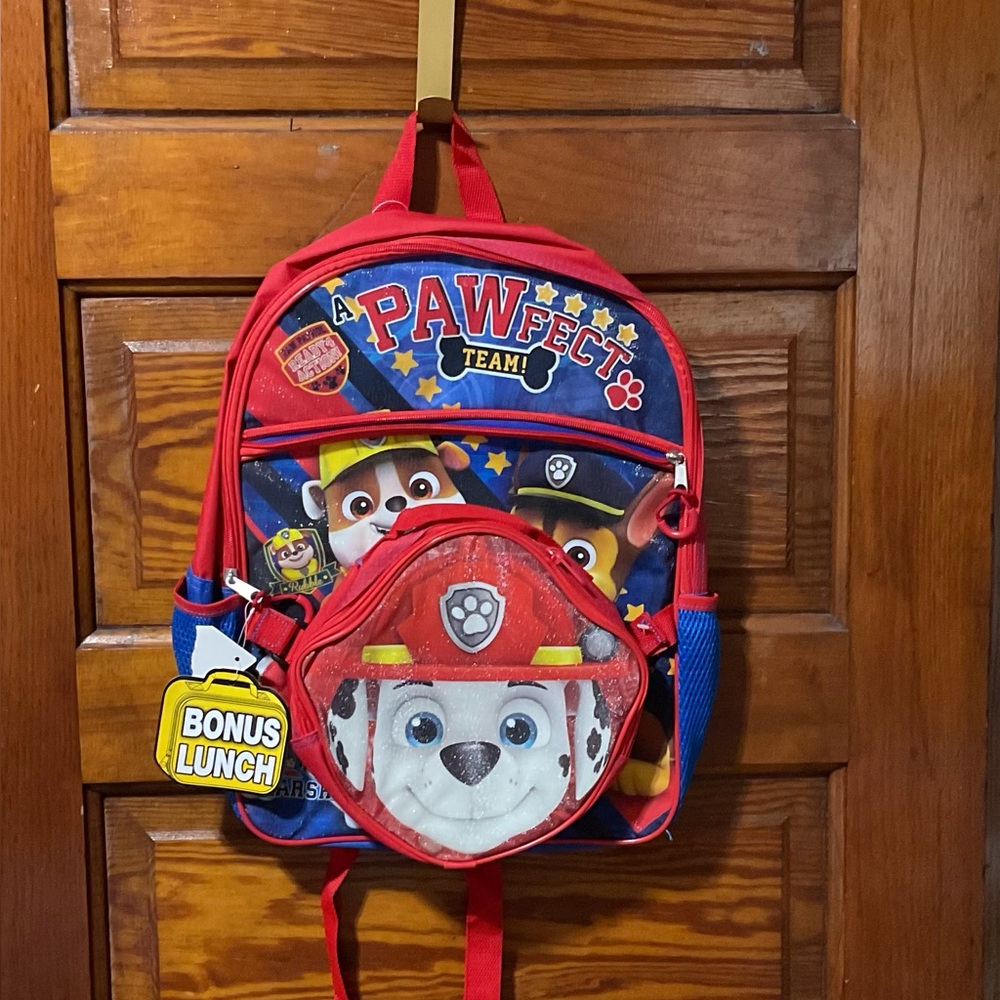 Paw Patrol Red and Blue Adventure backpack with lunch kit